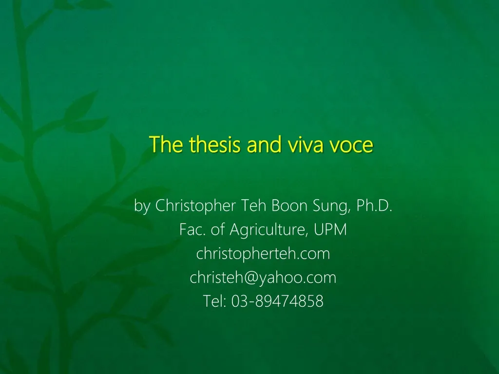 the thesis and viva voce n.
