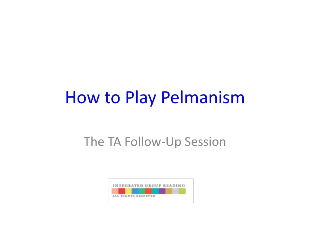 how to play pelmanism n.