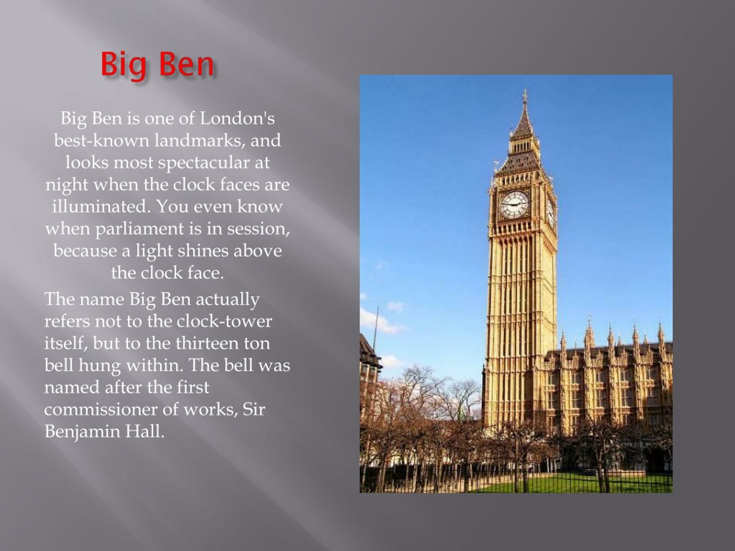 Текст про биг бен. Биг Бен landmark. Биг Бен пересказ. Сообщение о Биг Бене. London Sights.