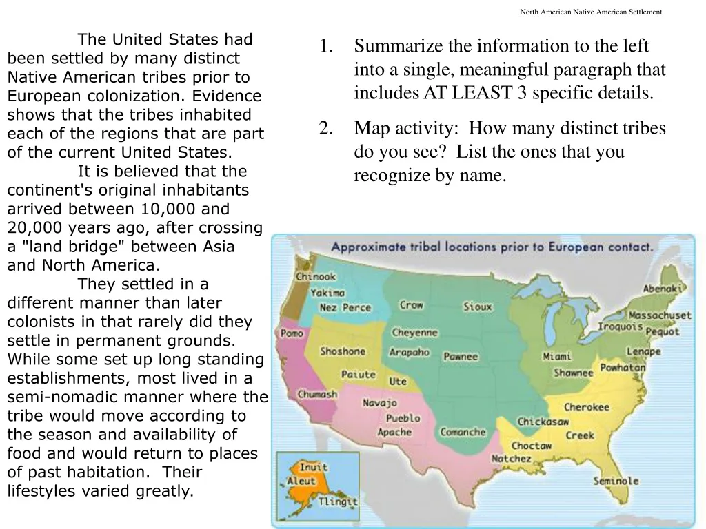 north american native american settlement n.