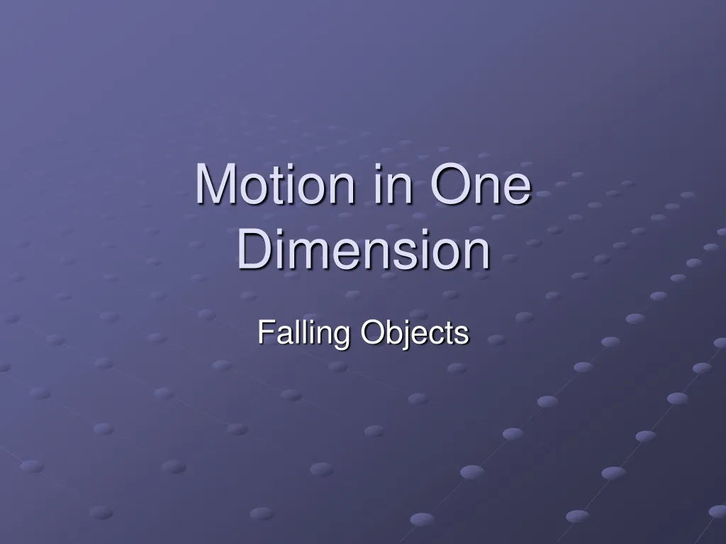 motion in one dimension n.