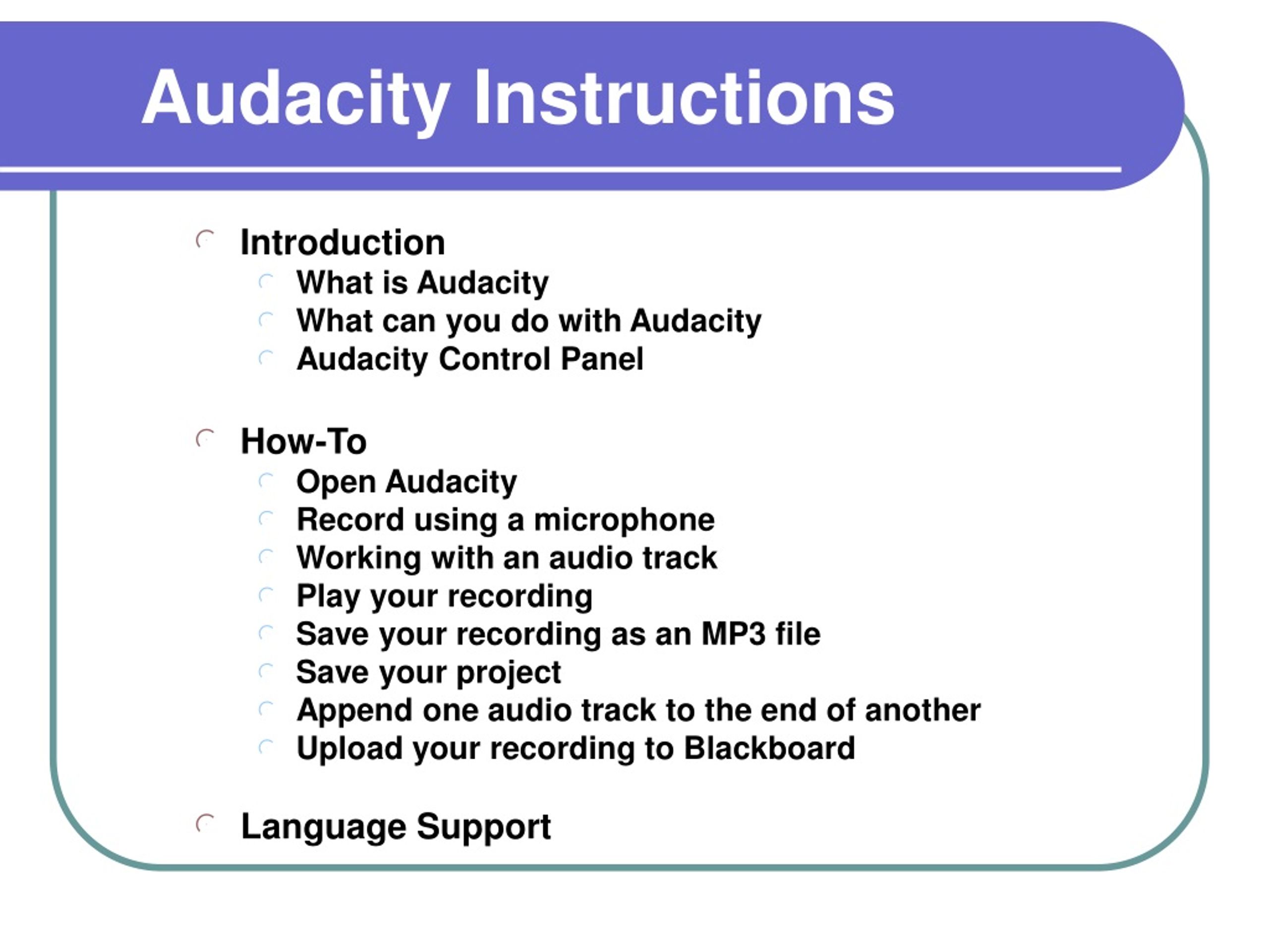 audacity instructions