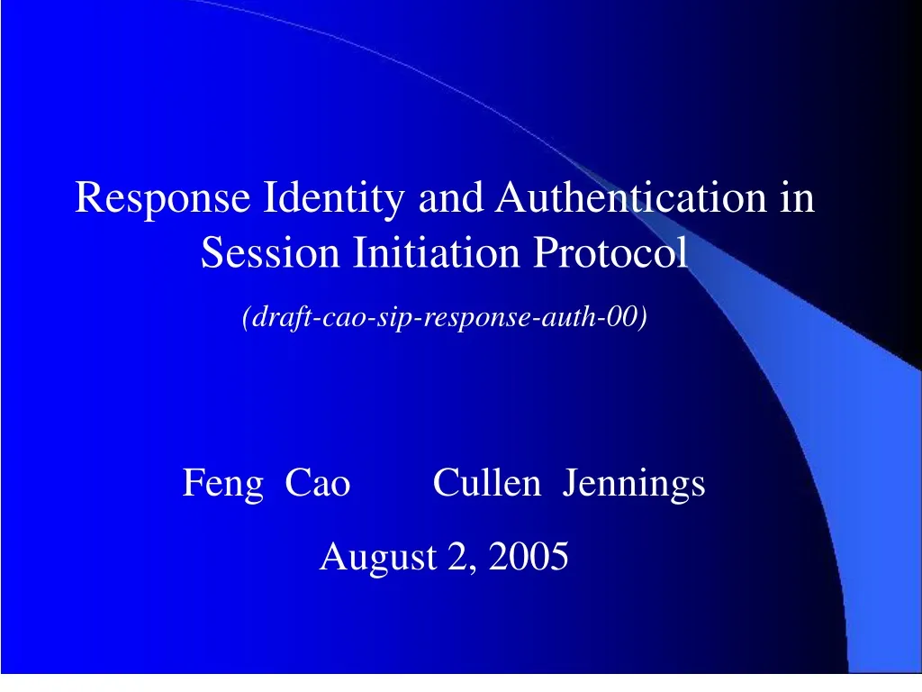 response identity and authentication in session n.