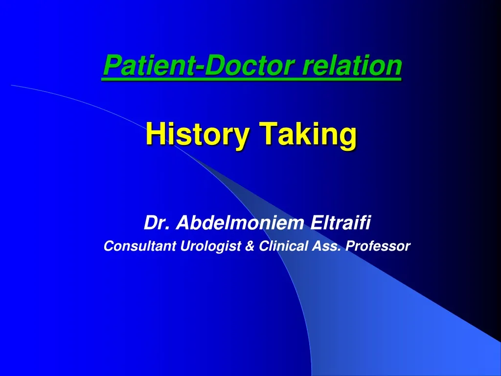 patient doctor relation history taking n.