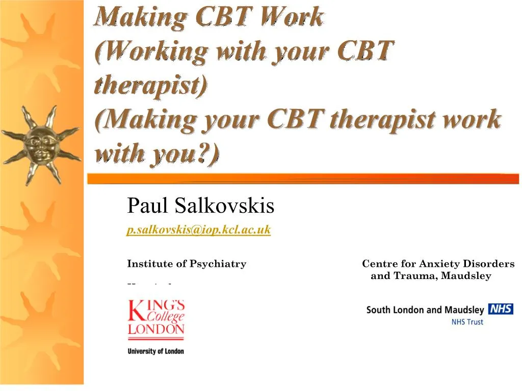 PPT Making CBT Work Working With Your CBT Therapist Making Your CBT 