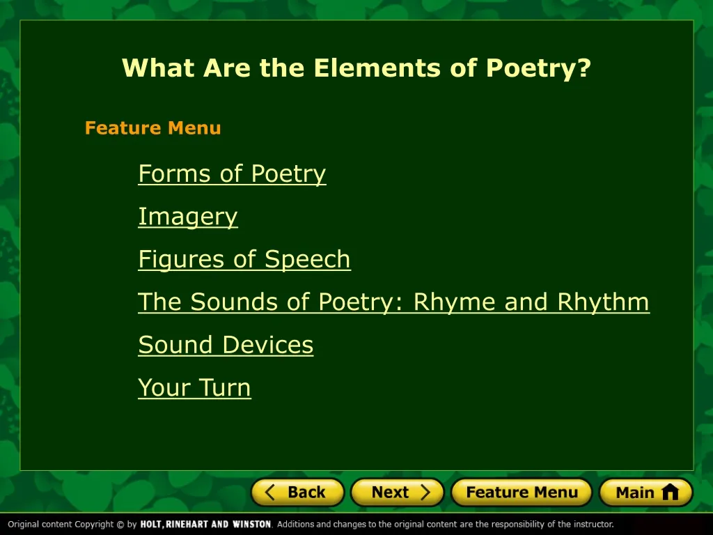 what are the elements of poetry n.