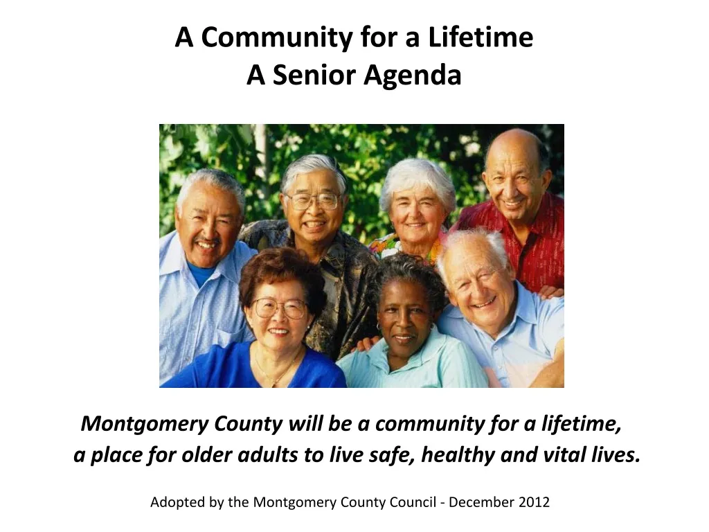 a community for a lifetime a senior agenda n.