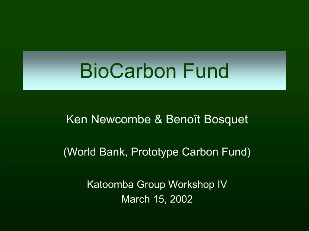 biocarbon fund n.