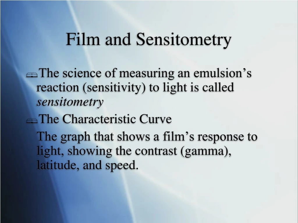 film and sensitometry n.
