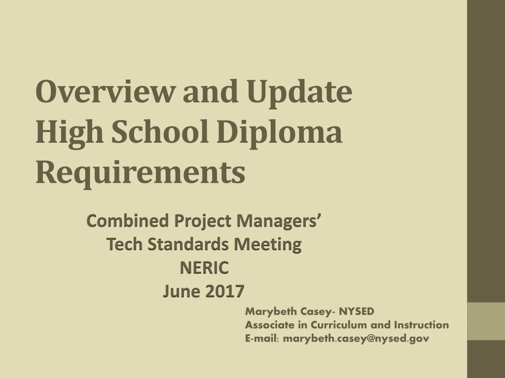 PPT - Overview And Update High School Diploma Requirements PowerPoint ...