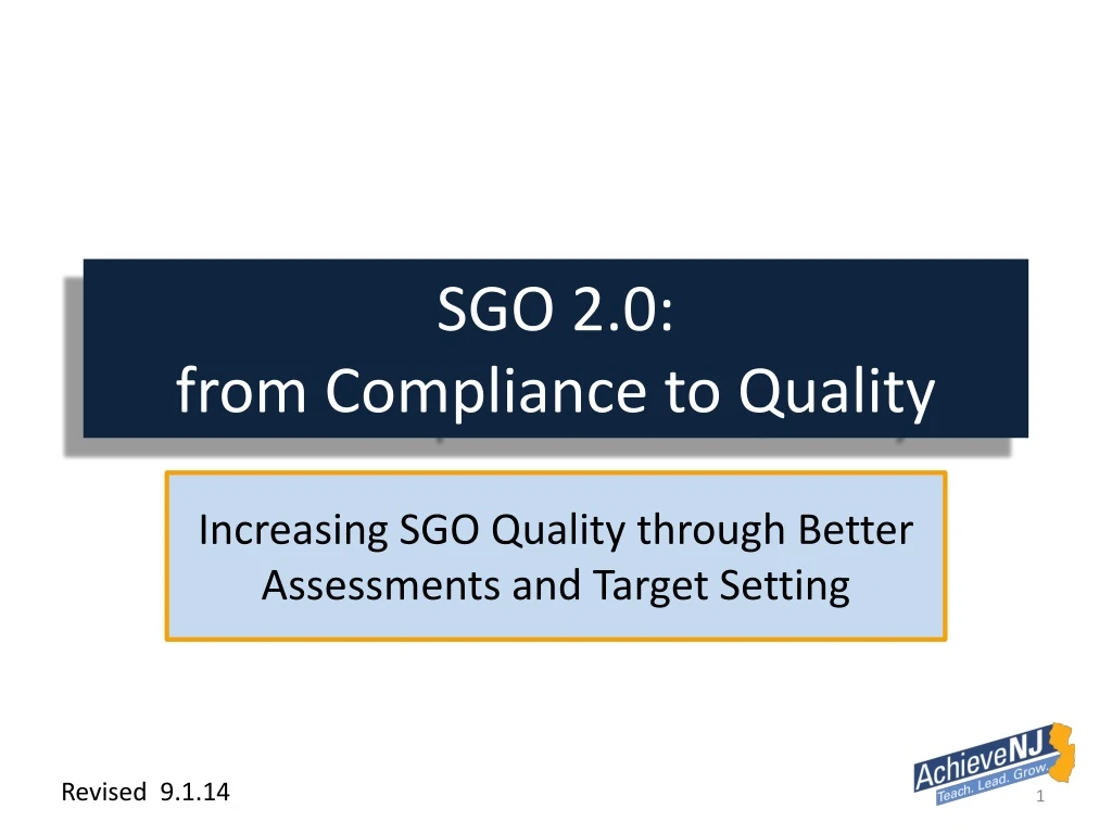 sgo 2 0 from compliance to quality n.