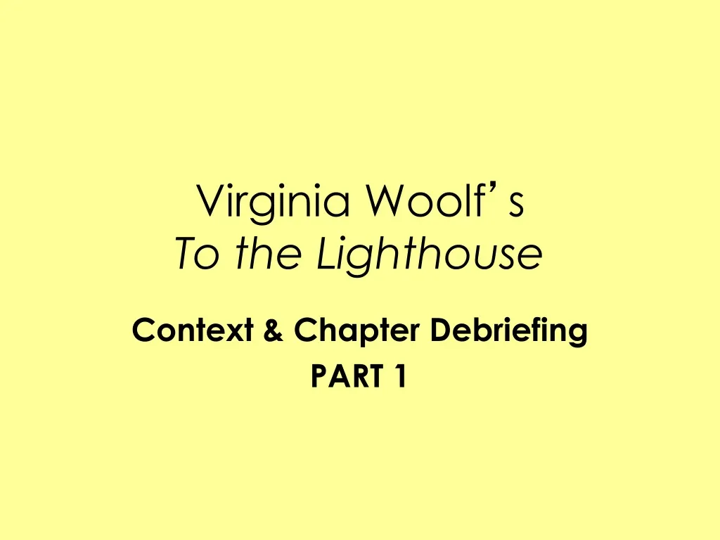 virginia woolf s to the lighthouse n.