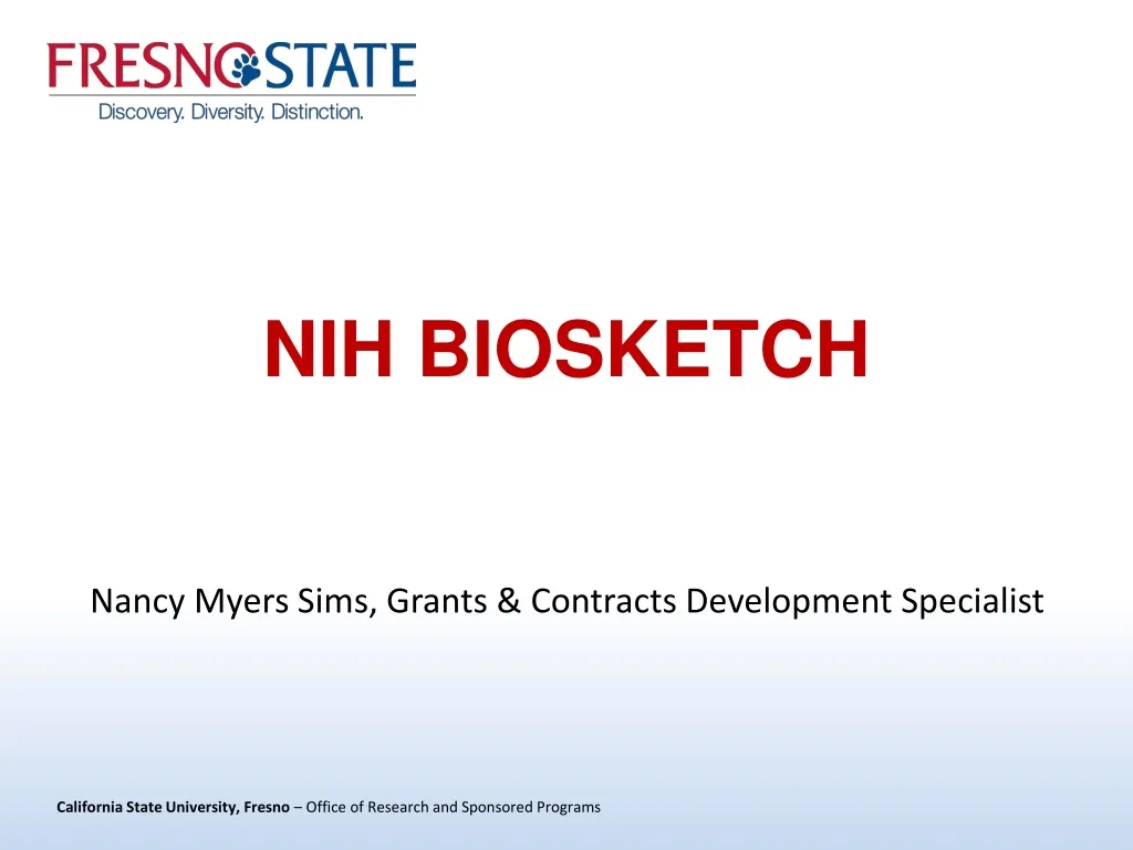 PPT NIH BIOSKETCH PowerPoint Presentation, free download ID188601