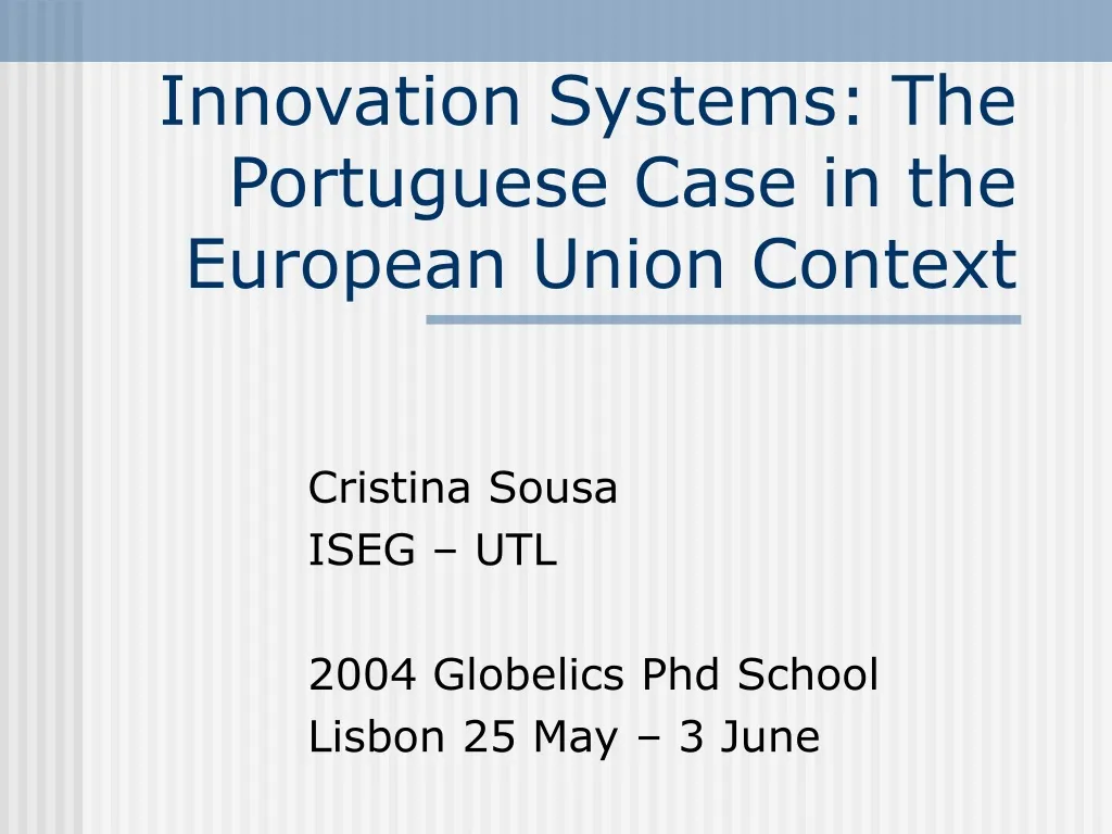 innovation systems the portuguese case in the european union context n.