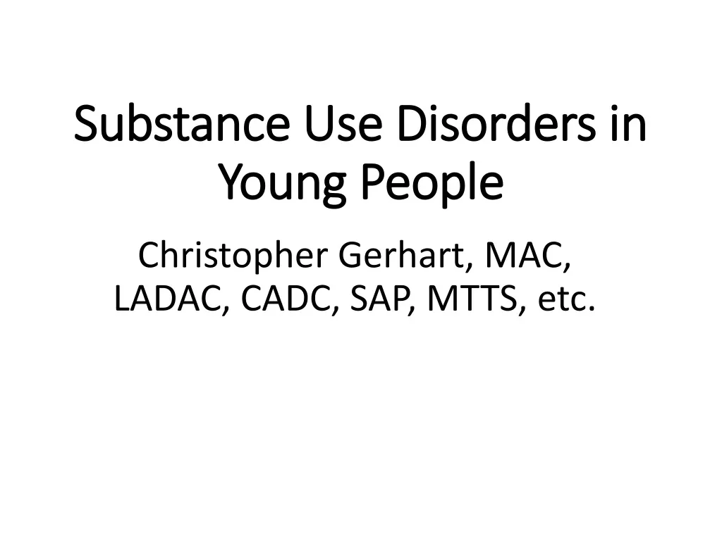 substance use disorders in young people n.