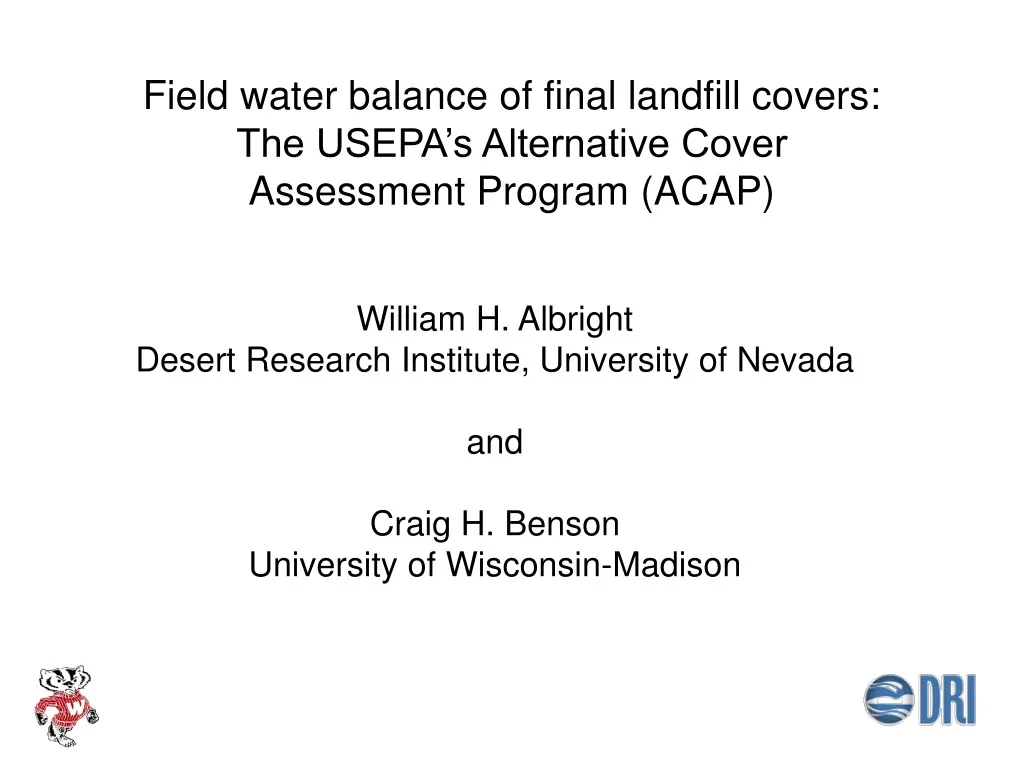 field water balance of final landfill covers the usepa s alternative cover assessment program acap n.
