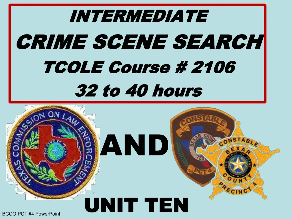 intermediate crime scene search tcole course 2106 n.