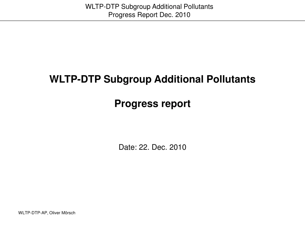 wltp dtp subgroup additional pollutants progress report n.