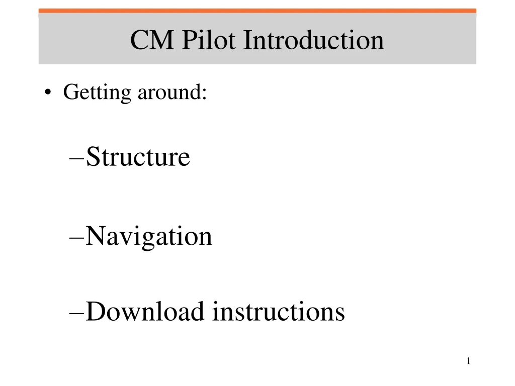 cm pilot introduction n.