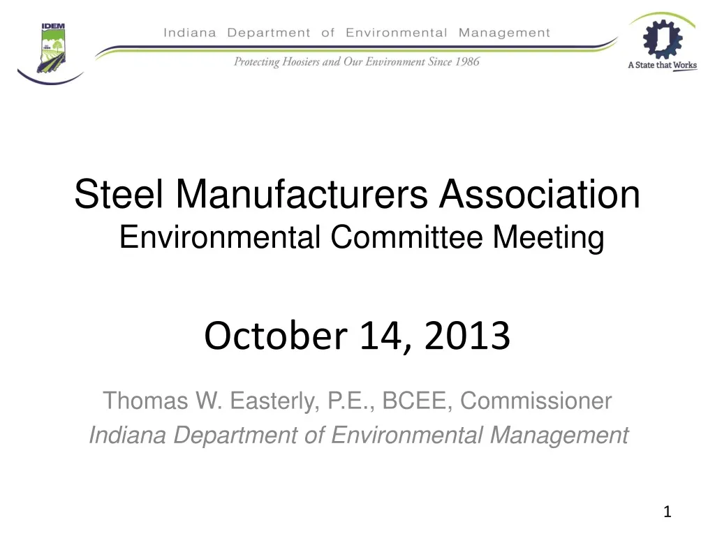steel manufacturers association environmental committee meeting october 14 2013 n.
