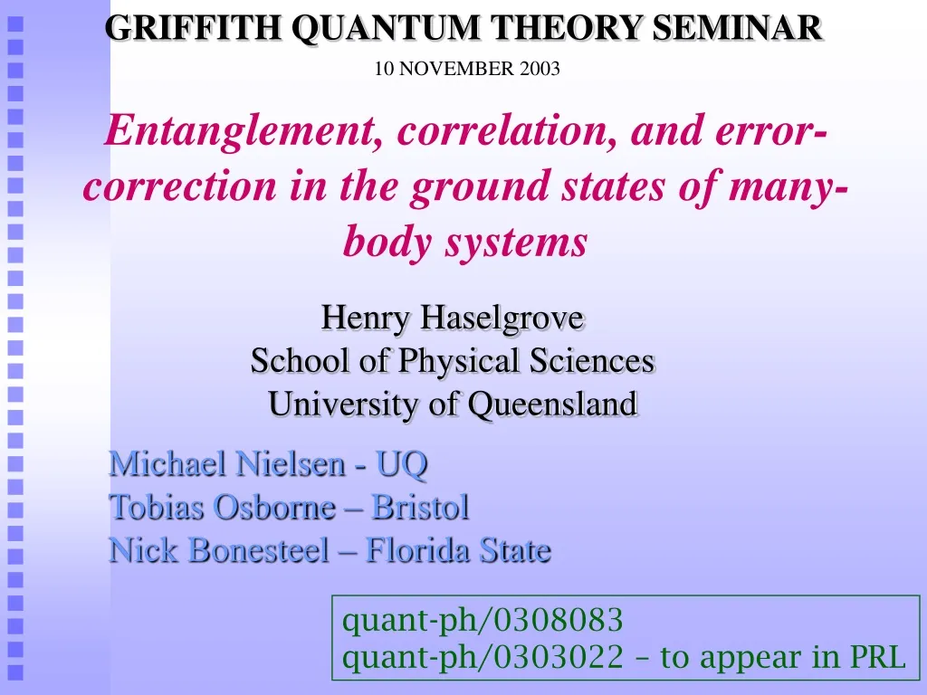 quantum error correction seminar