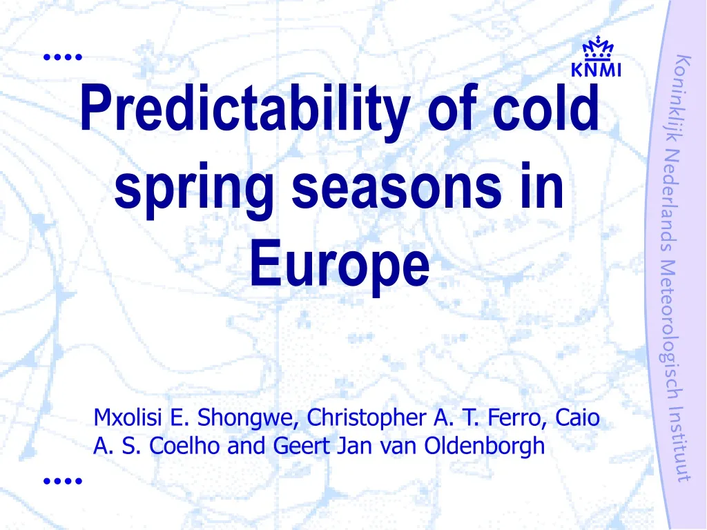 predictability of cold spring seasons in europe n.