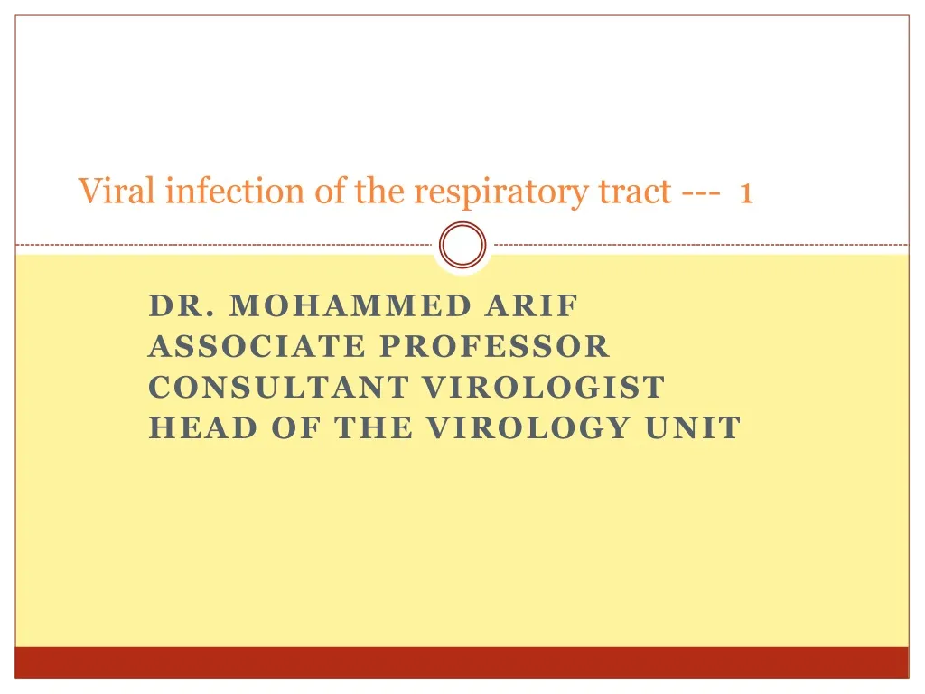 viral infection of the respiratory tract 1 n.