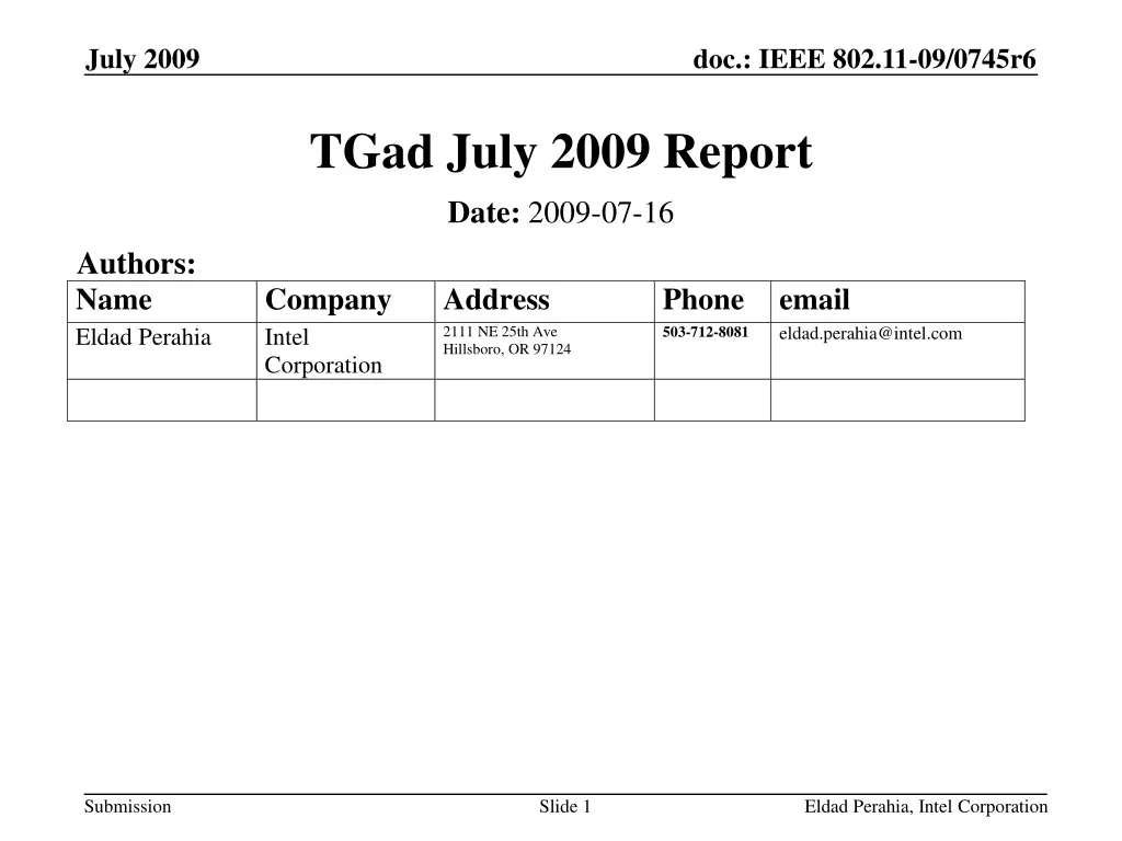 tgad july 2009 report n.