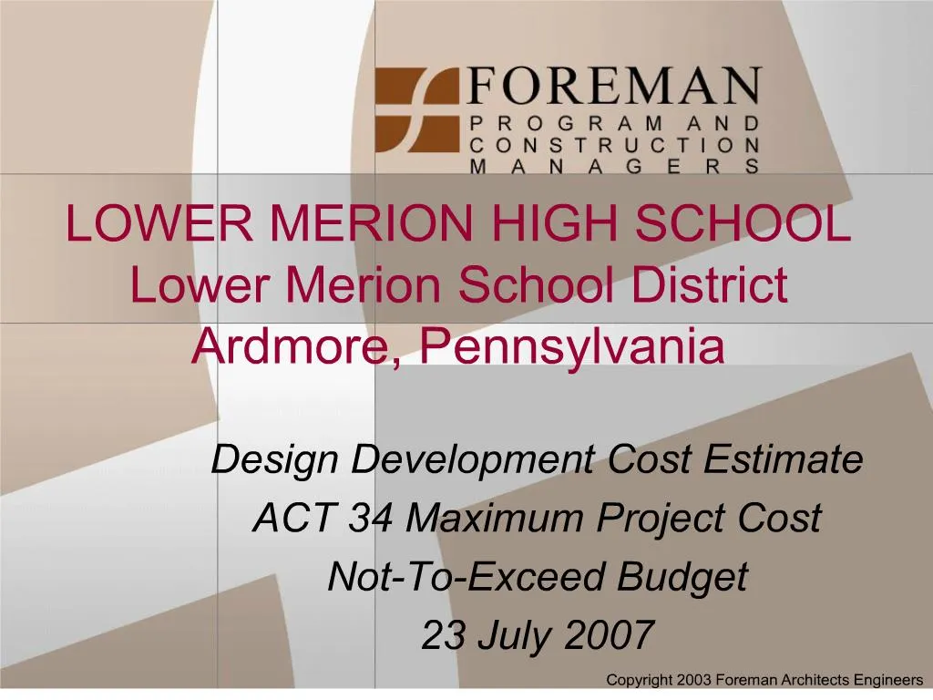 PPT LOWER MERION HIGH SCHOOL Lower Merion School District Ardmore