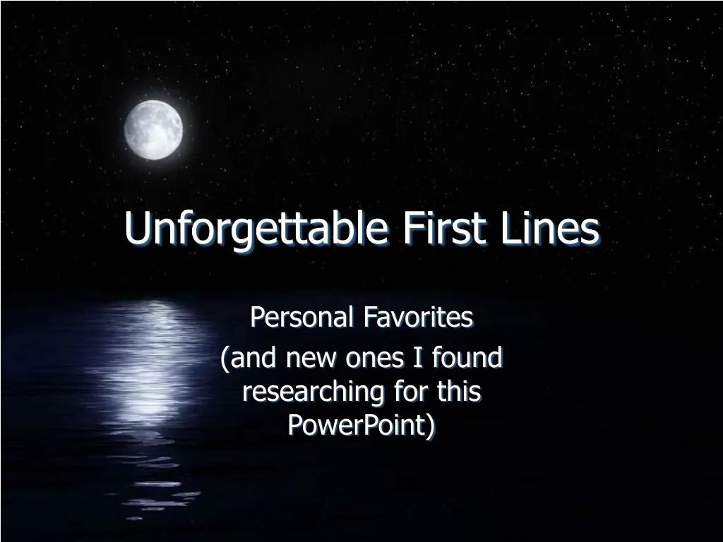unforgettable first lines n.