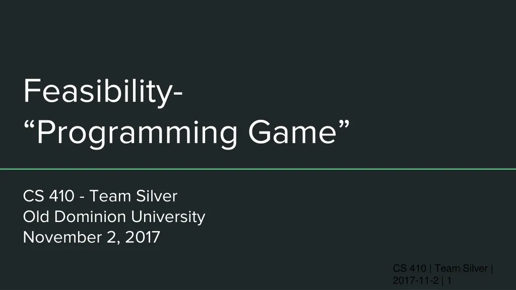 feasibility programming game n.