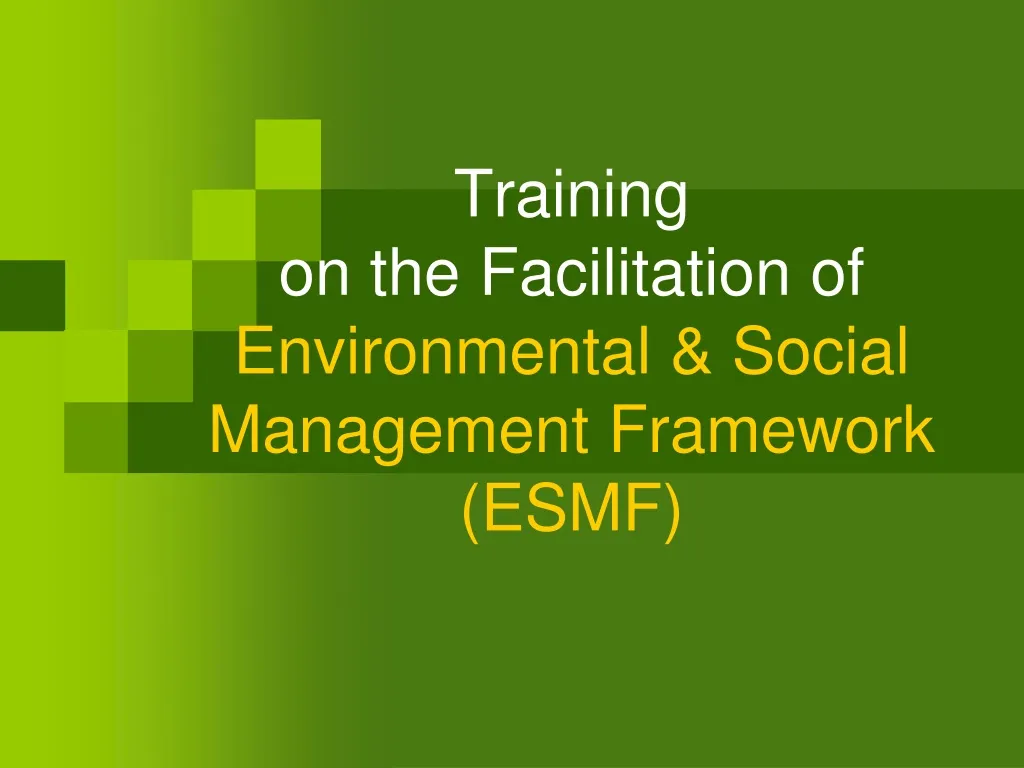 training on the facilitation of environmental social management framework esmf n.