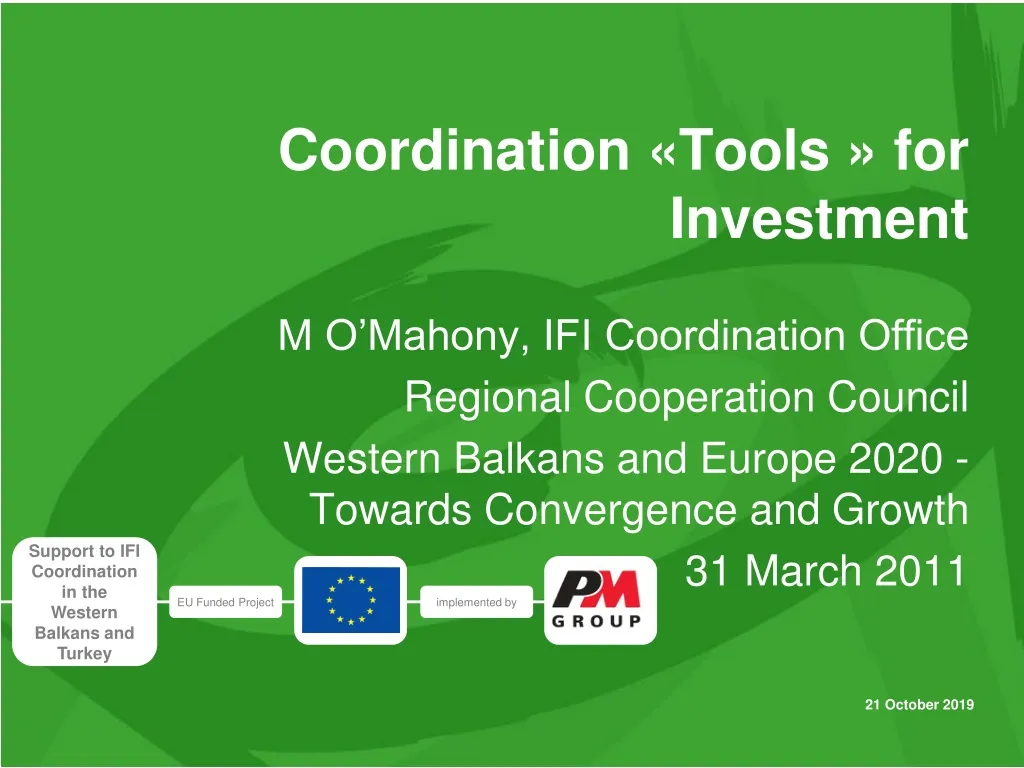 coordination tools for investment n.