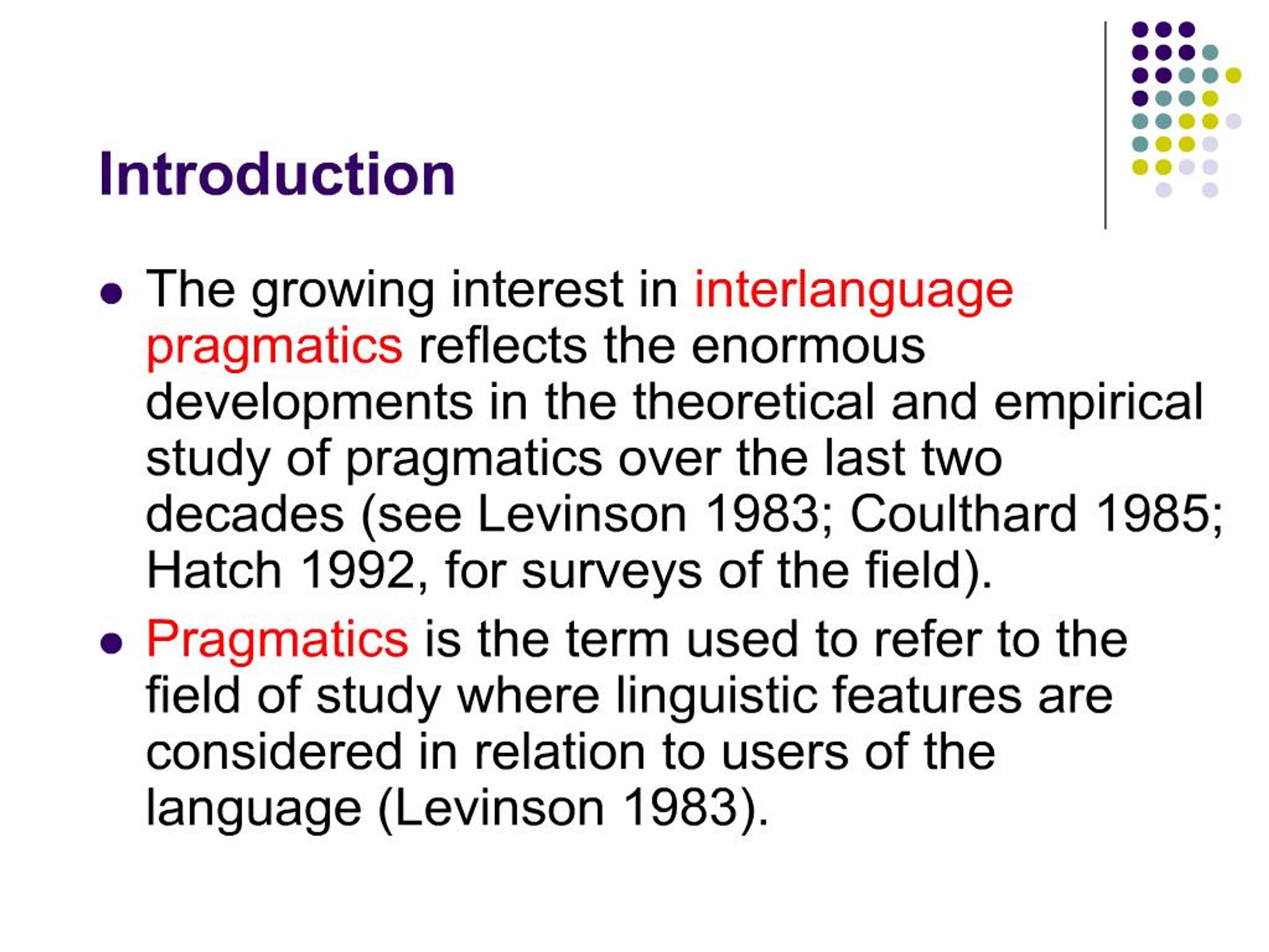 levinson pragmatics 1983