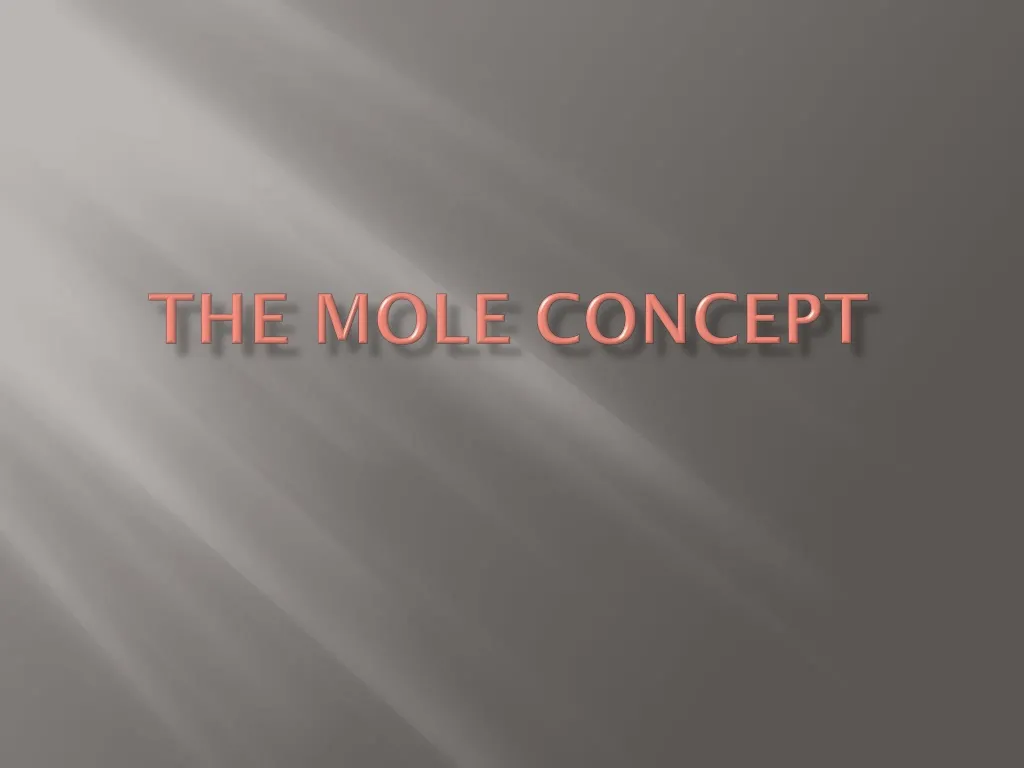 the mole concept n.