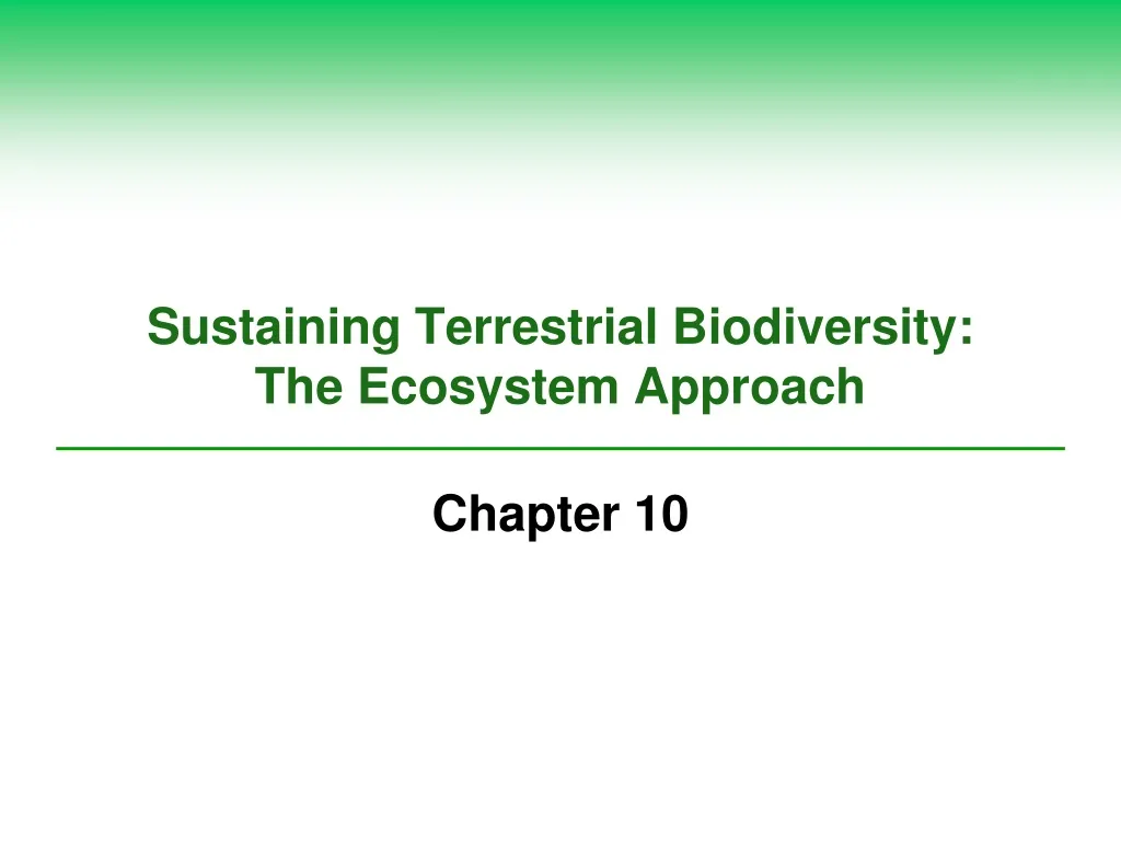 sustaining terrestrial biodiversity the ecosystem approach n.