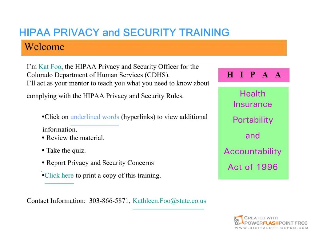 PPT - HIPAA PRIVACY and SECURITY TRAINING PowerPoint ...