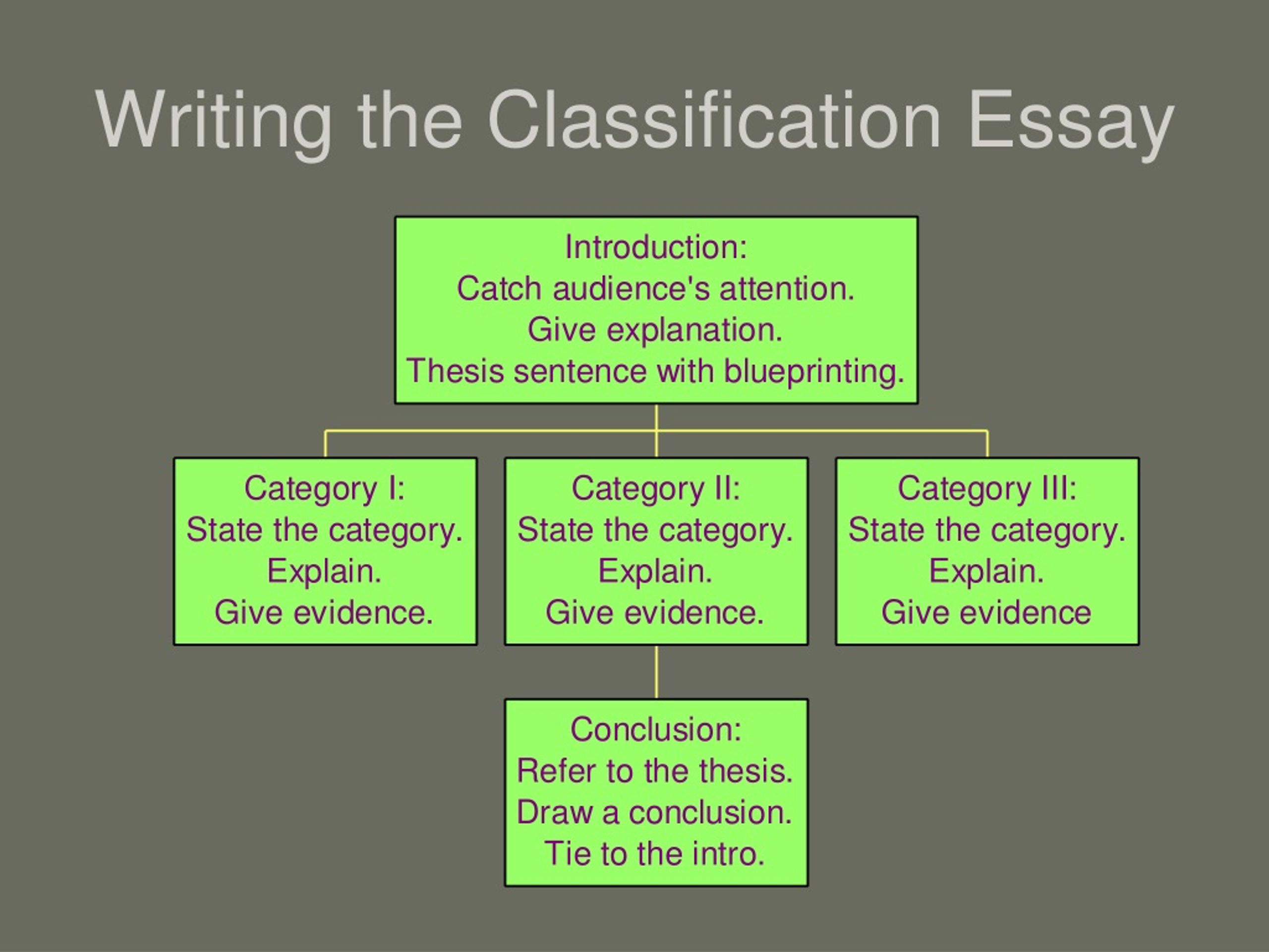 classification essay quiz