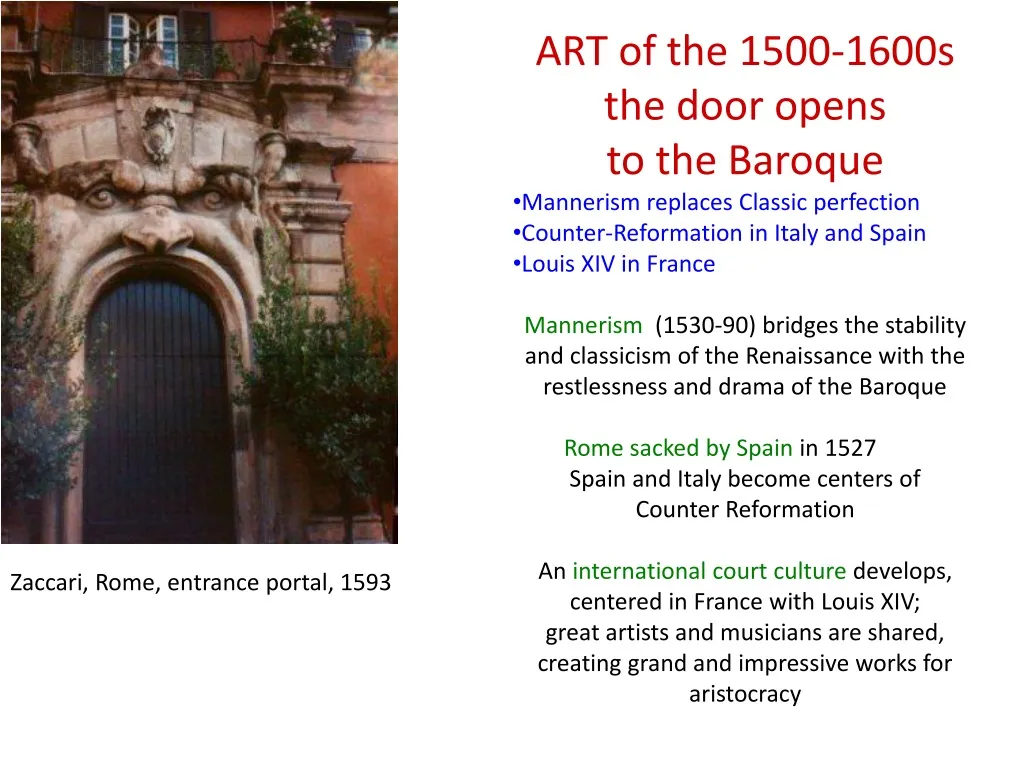 art of the 1500 1600s the door opens n.