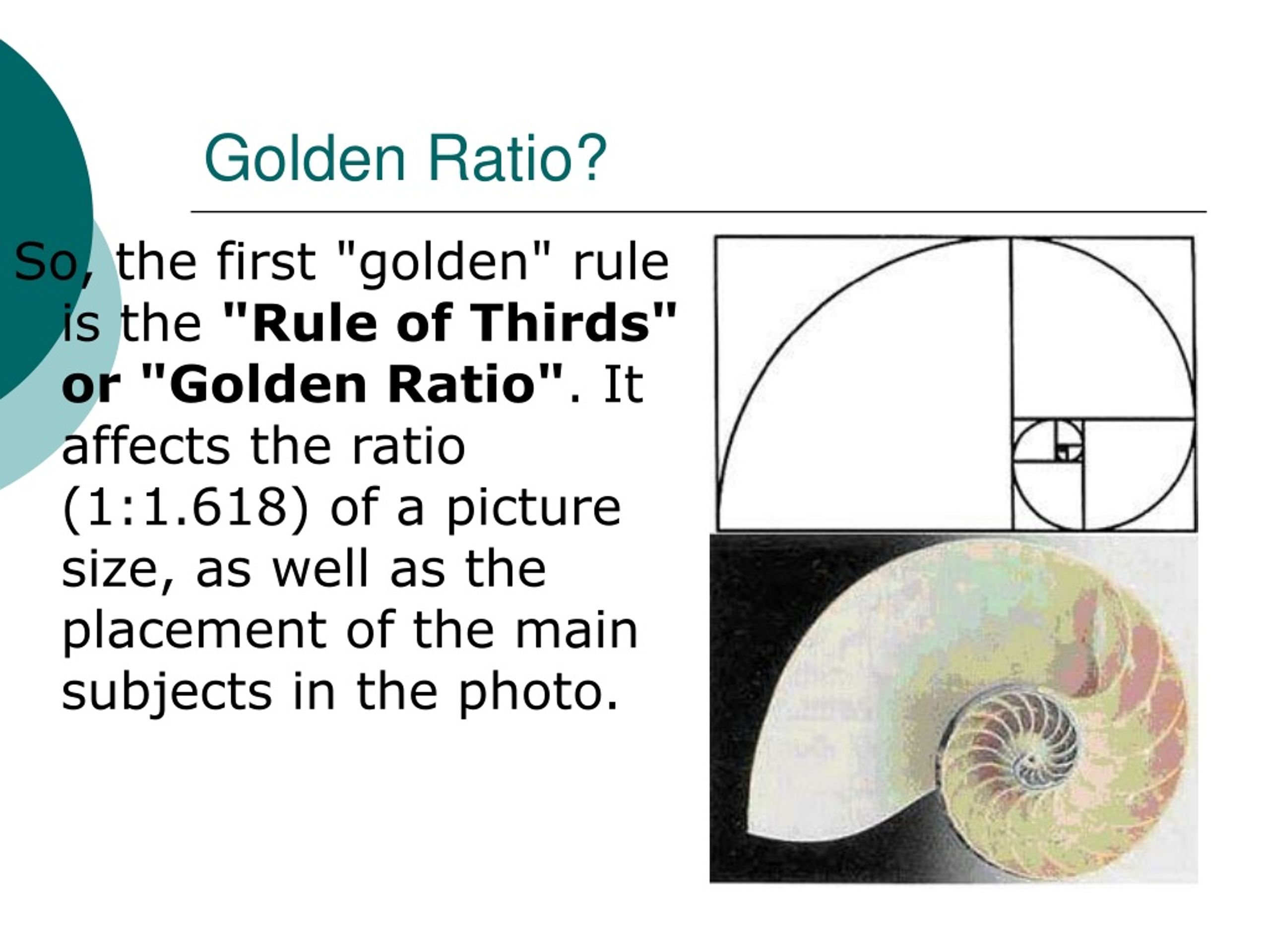 Ppt How Does The Golden Ratio Impact On Photography Powerpoint Presentation Id208064