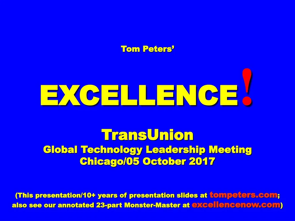 tom peters excellence transunion global n.