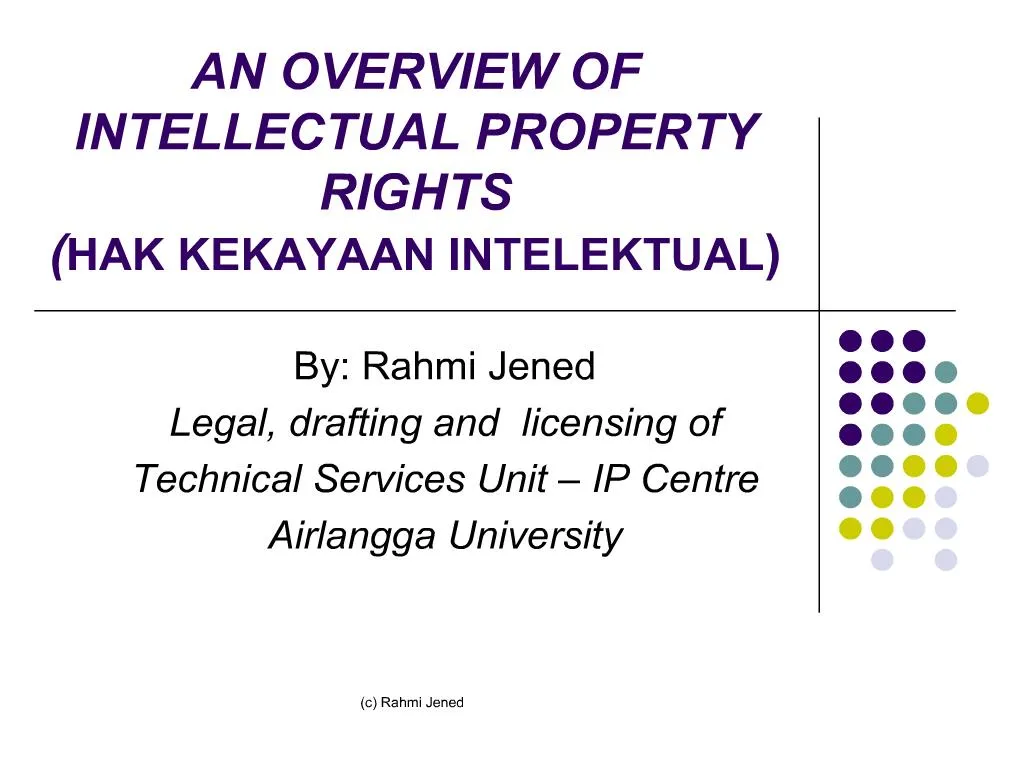 PPT AN OVERVIEW OF INTELLECTUAL PROPERTY RIGHTS HAK
