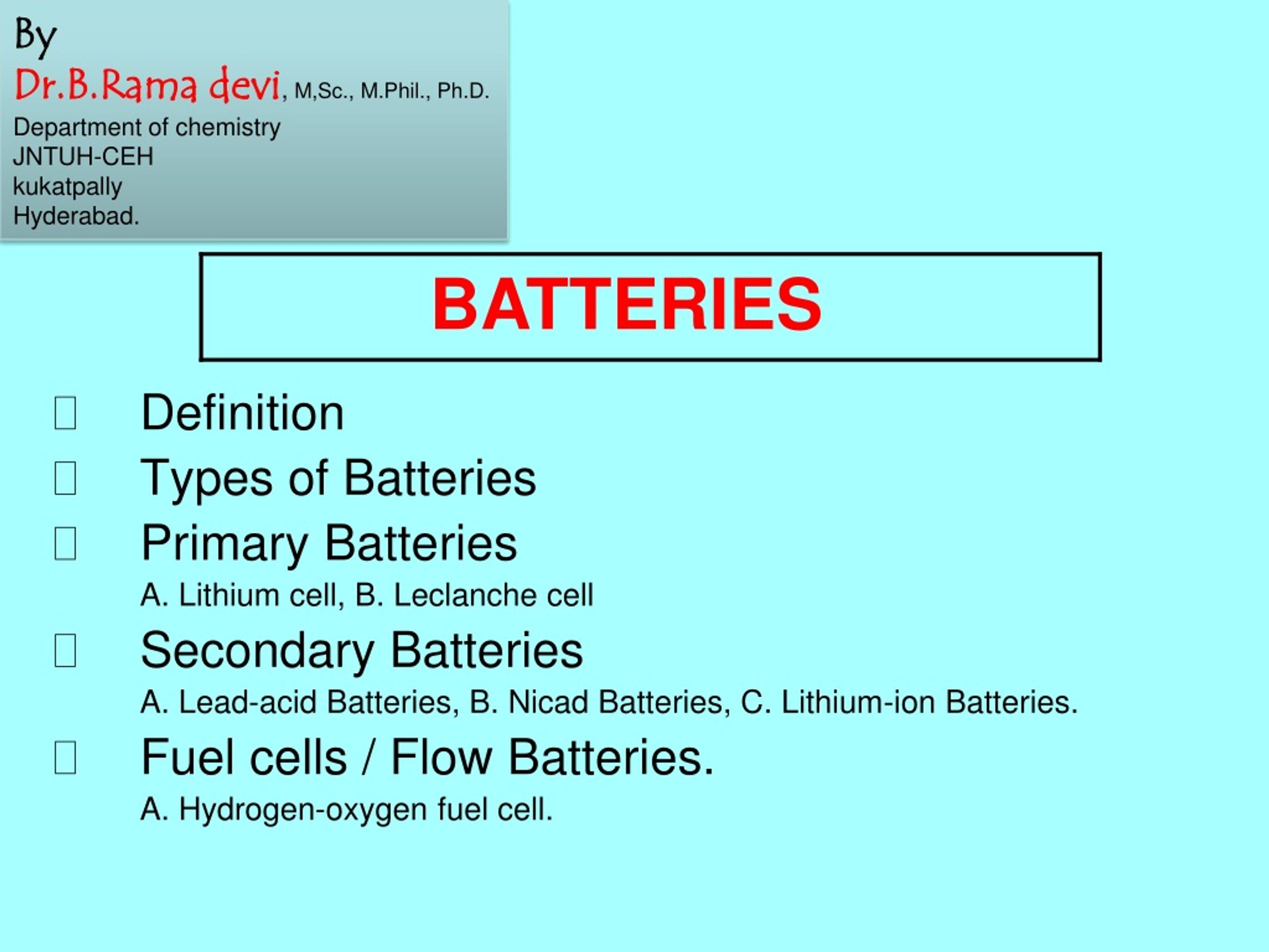 Types of Primary Batteries