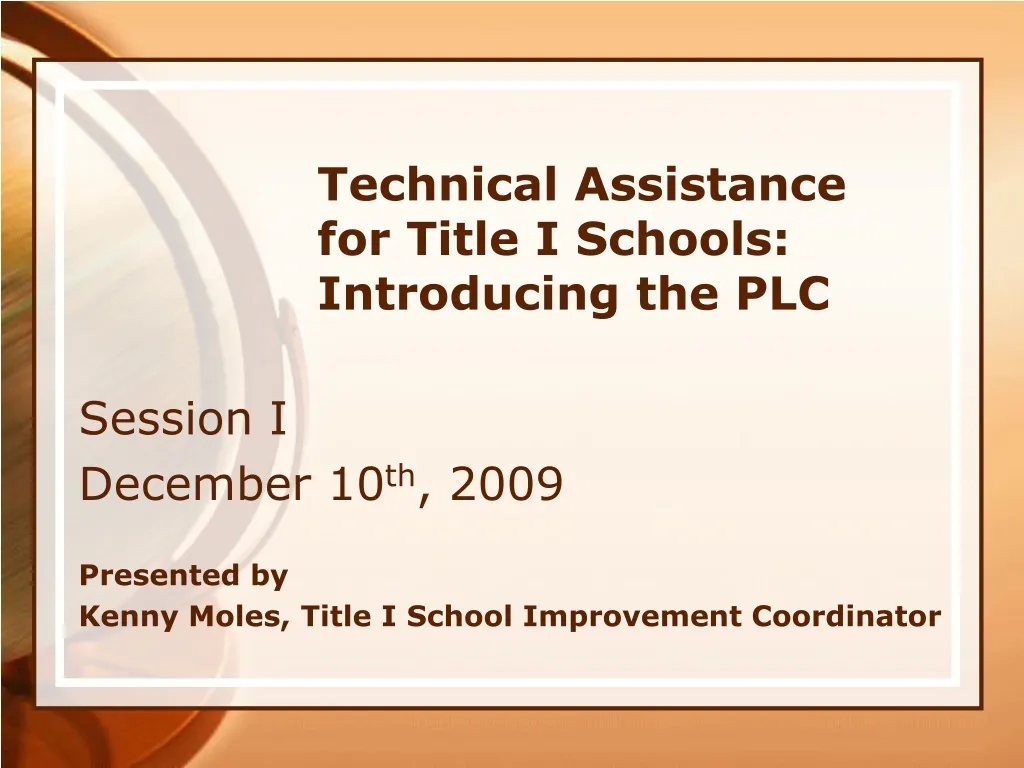 technical assistance for title i schools introducing the plc n.