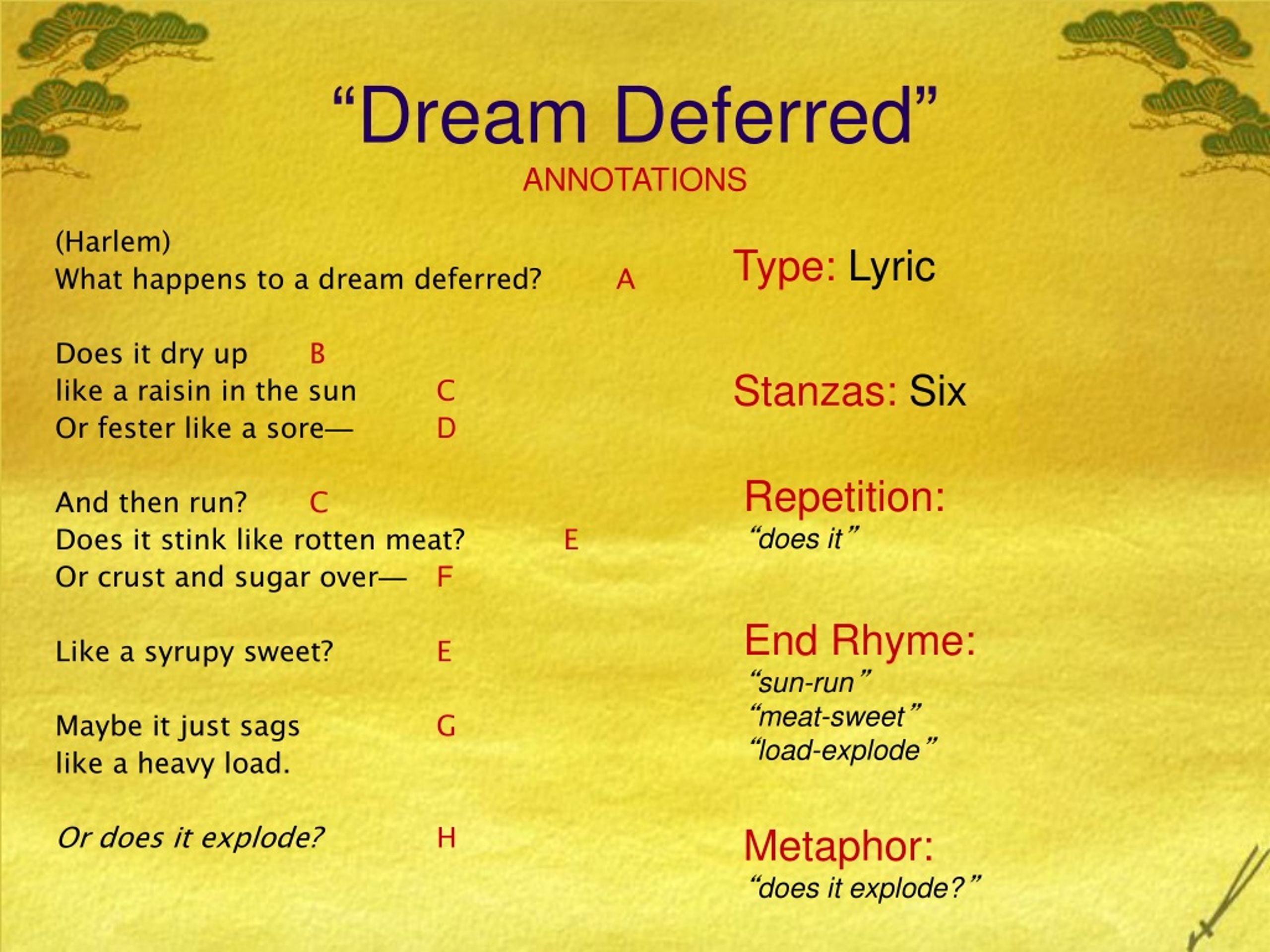 dreams poem by langston hughes summary