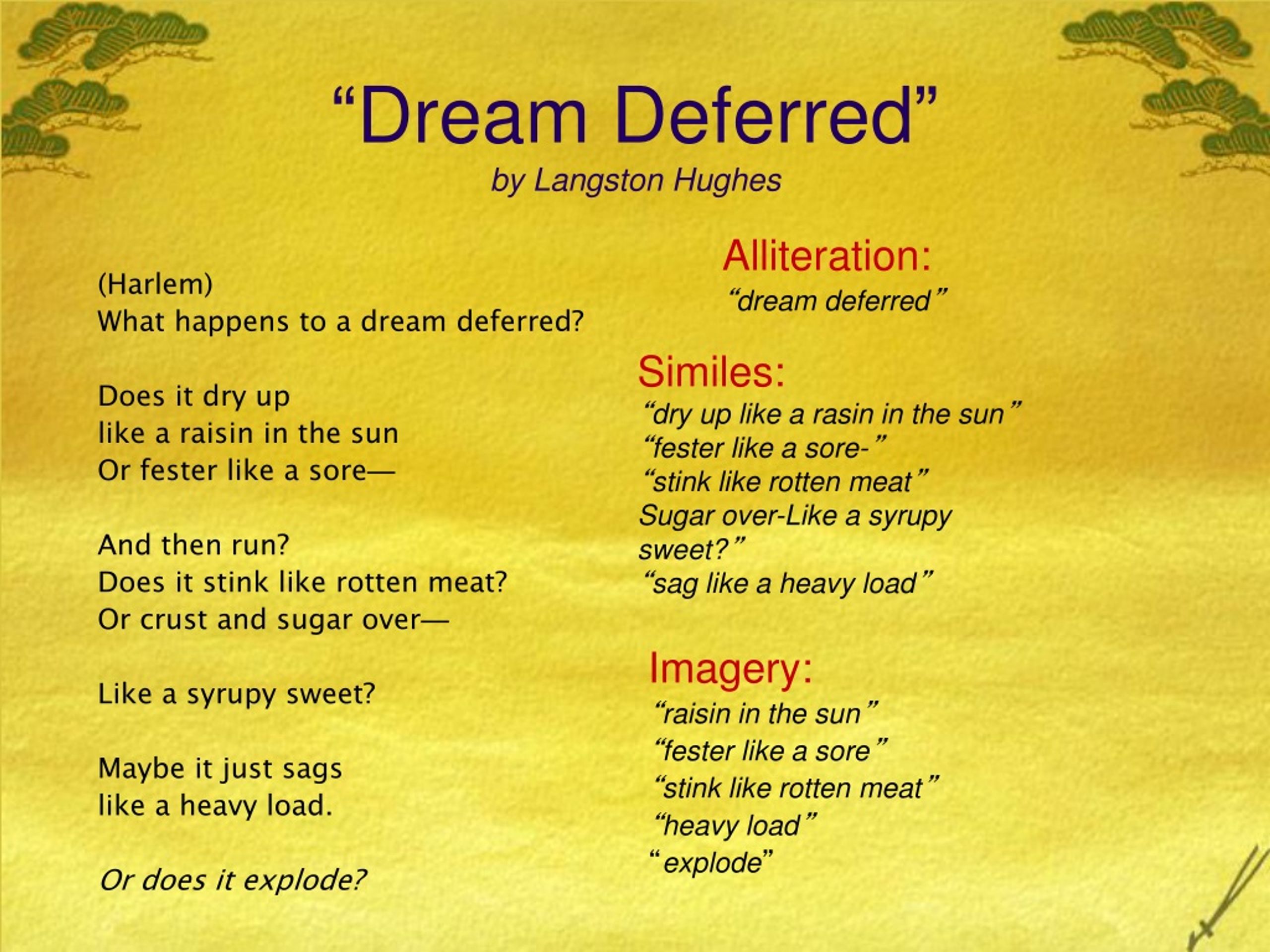 what does a dream deferred mean