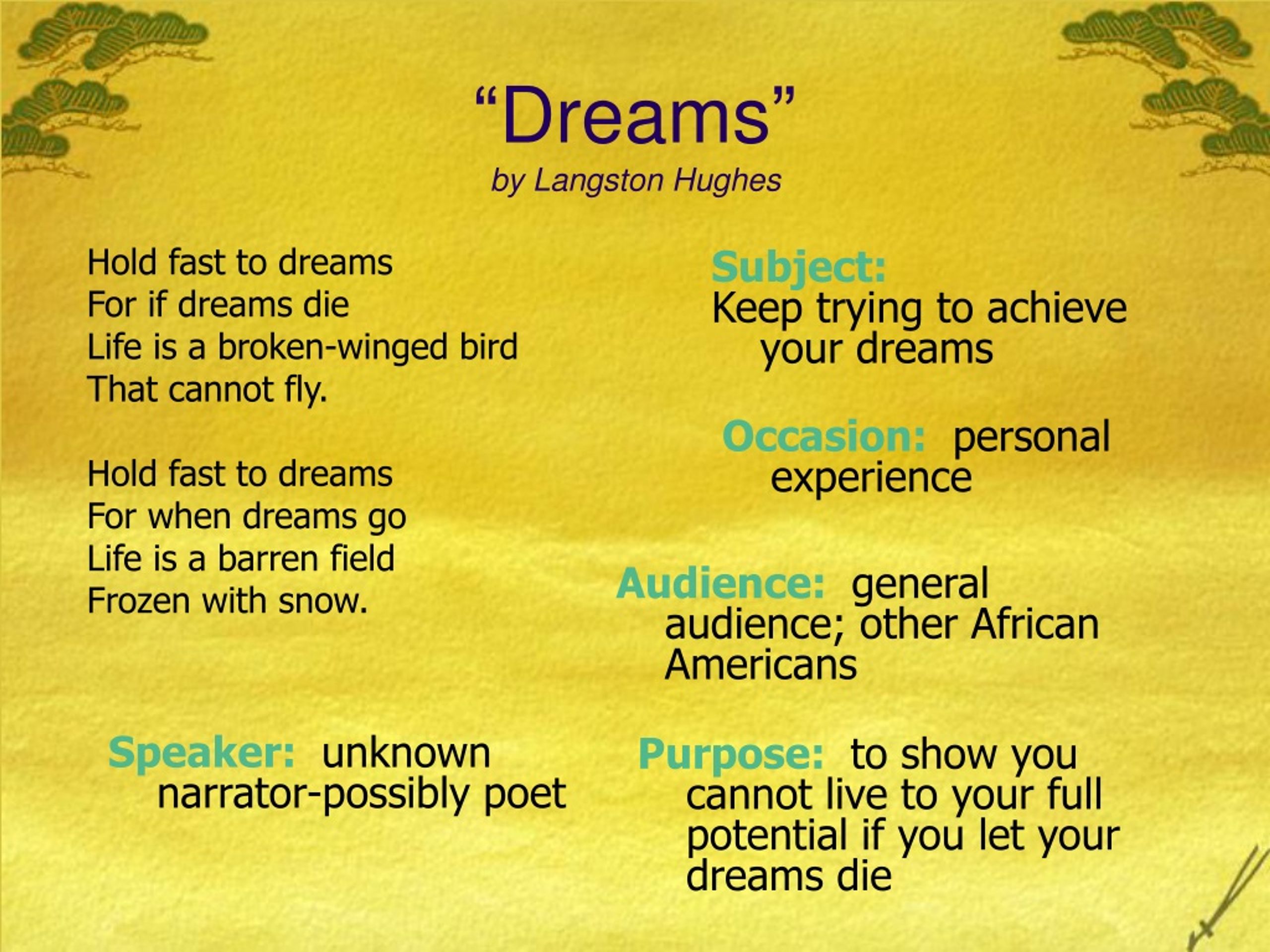 Dreams By Langston Hughes Analysis