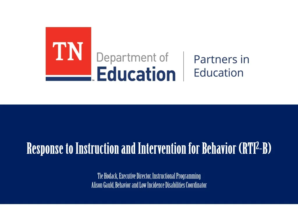 response to instruction and intervention for behavior rti 2 b n.