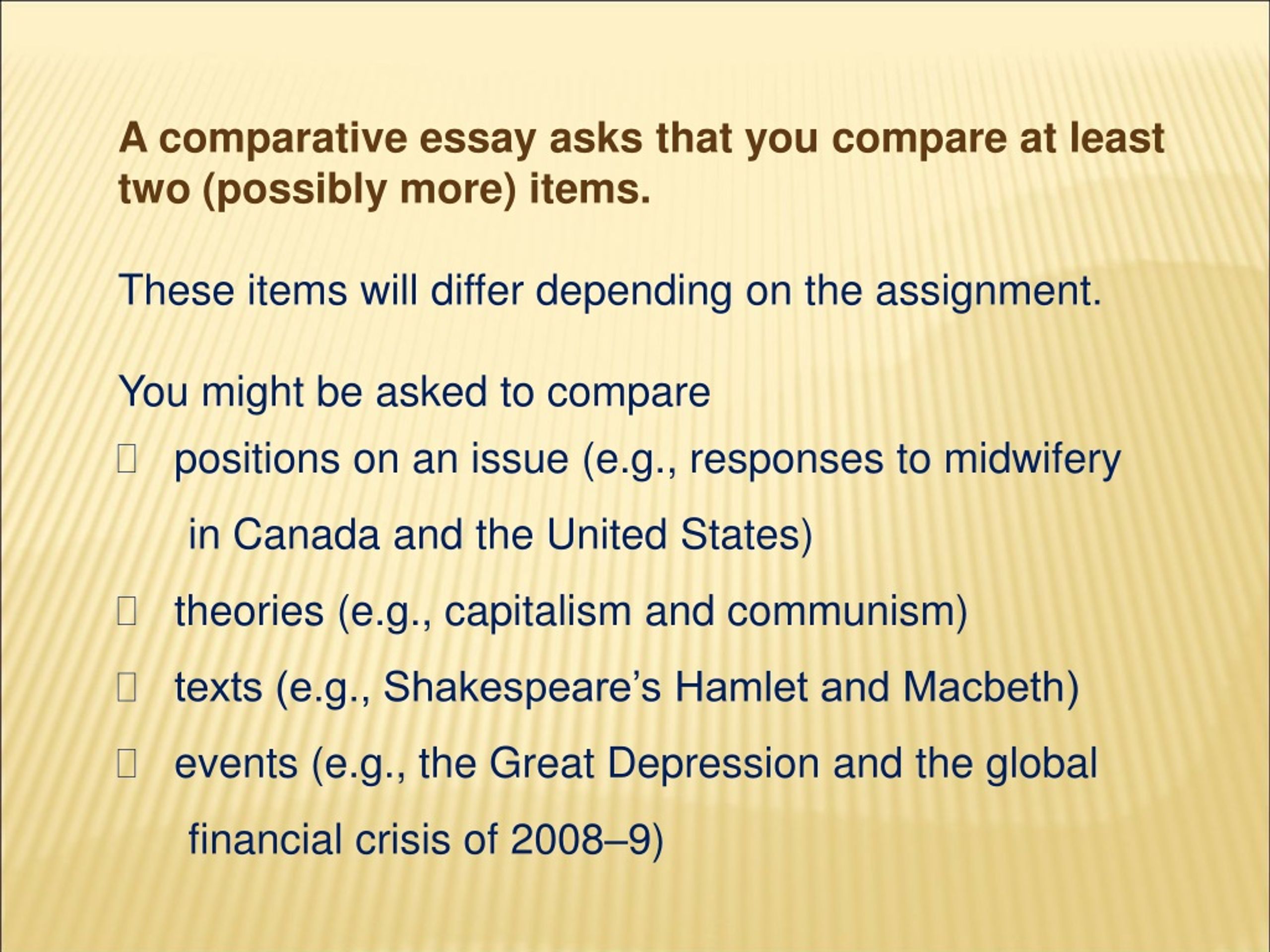 definition of comparative essay