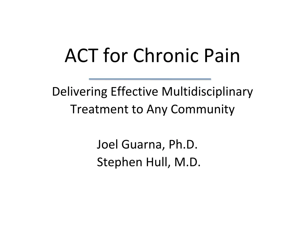 act for chronic pain delivering effective n.